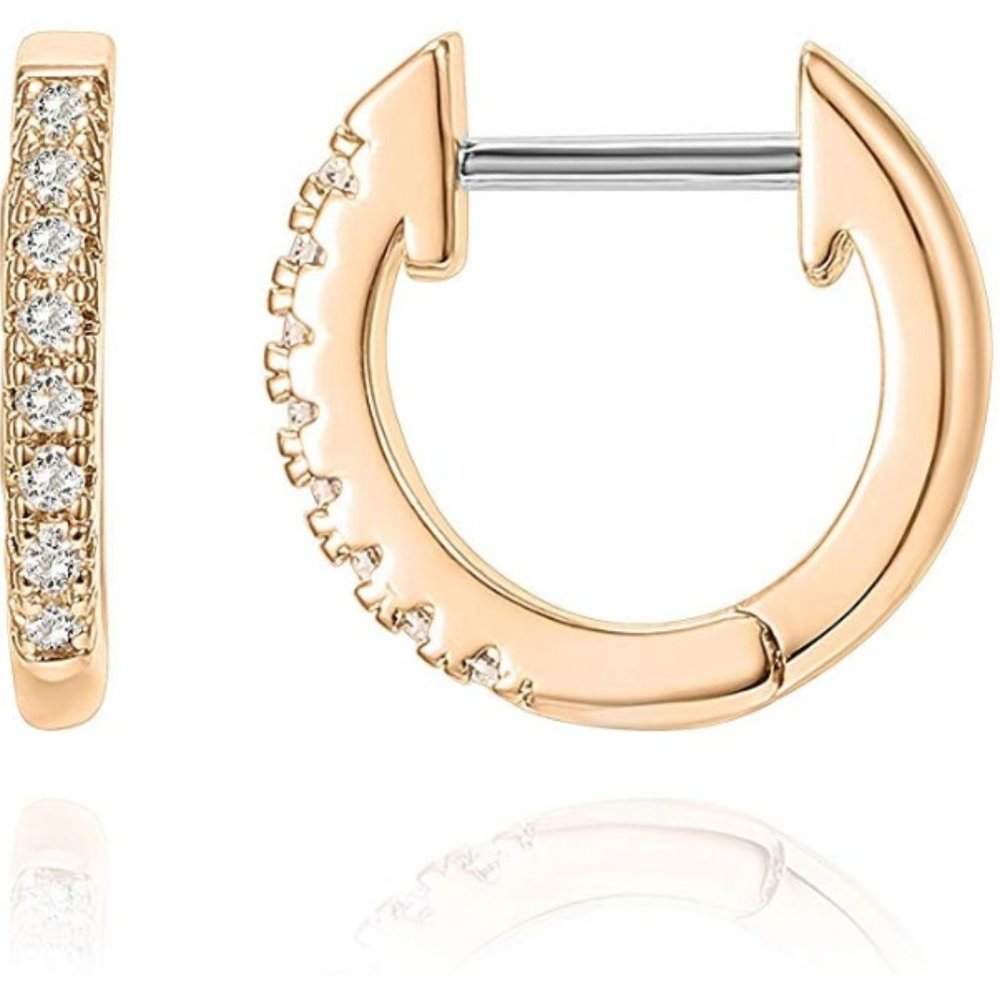 14K Gold Plated Cubic Zirconia - Huggie Stud